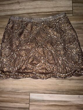 Moon Collection Bronze Sequin & Bead Mini Skirt
